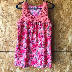 White Stag womens size large peach floral tank top